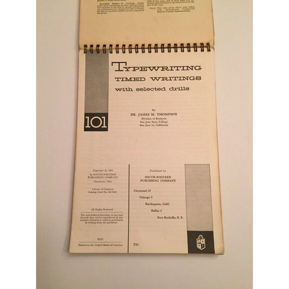1961 Typewriting Timed Writings with Selected Drills 101 2nd Edition Thompson - Picture 14 of 16